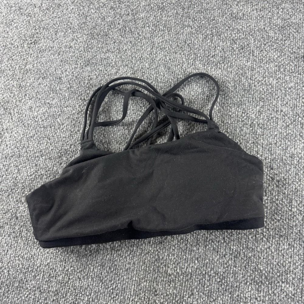 Athleta Sports Bra Womens M Black Strappy Crossback Mesh Lined Athletic